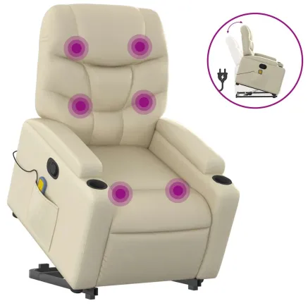 Fauteuil inclinable de massage Crème Similicuir 2