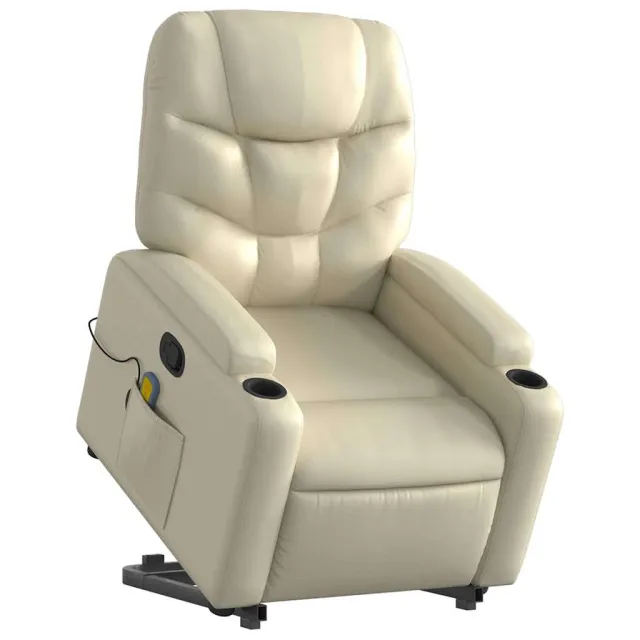 Fauteuil inclinable de massage Crème Similicuir