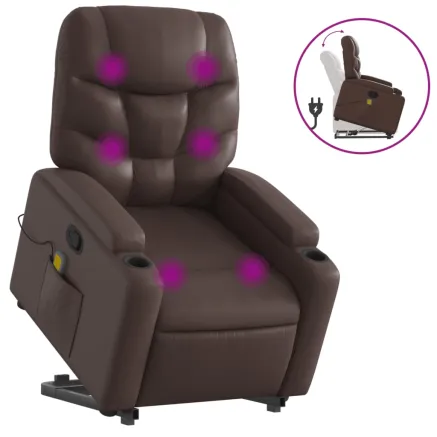 Fauteuil inclinable de massage Marron Similicuir 2