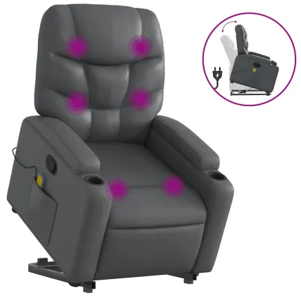 Fauteuil inclinable de massage Gris Similicuir 2