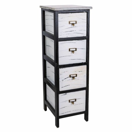 Cassettiera Alexandra House Living Bianco Nero Legno di paulownia 32 x