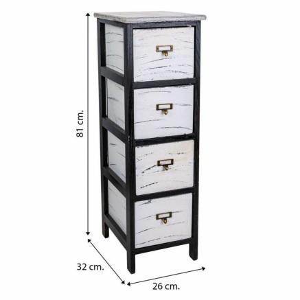 Cajonera Alexandra House Living Blanco Negro Madera de Paulonia 32 x 8 2