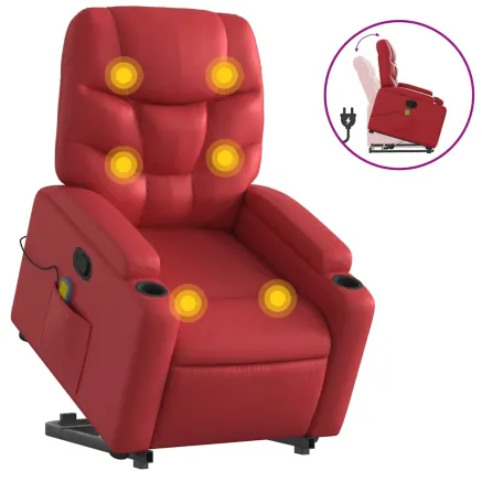 Fauteuil inclinable de massage Rouge Similicuir 2