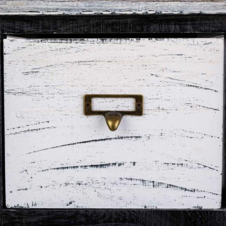 Cassettiera Alexandra House Living Bianco Nero Legno di paulownia 32 x