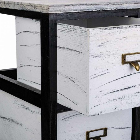 Cassettiera Alexandra House Living Bianco Nero Legno di paulownia 32 x