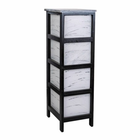 Cassettiera Alexandra House Living Bianco Nero Legno di paulownia 32 x