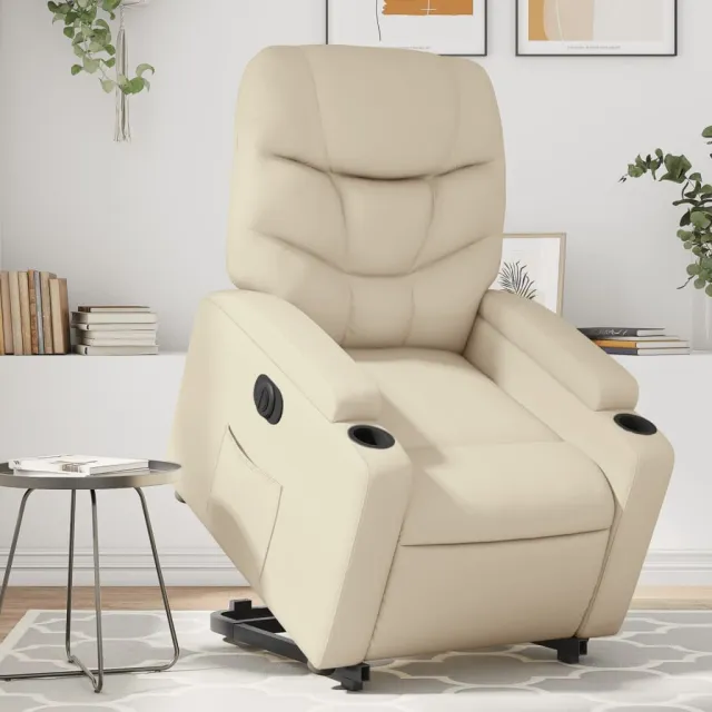 Fauteuil inclinable électrique crème similicuir