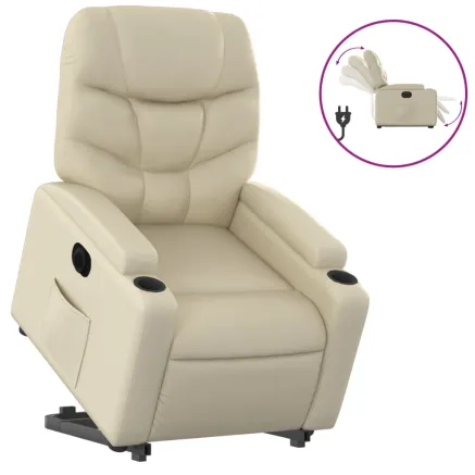 Fauteuil inclinable électrique crème similicuir 2