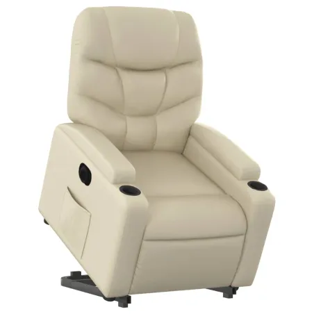 Fauteuil inclinable électrique crème similicuir