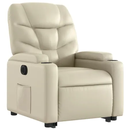 Fauteuil inclinable électrique crème similicuir