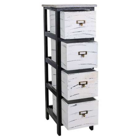 Cassettiera Alexandra House Living Bianco Nero Legno di paulownia 32 x