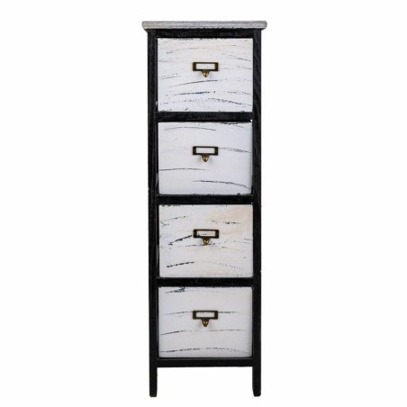 Cassettiera Alexandra House Living Bianco Nero Legno di paulownia 32 x