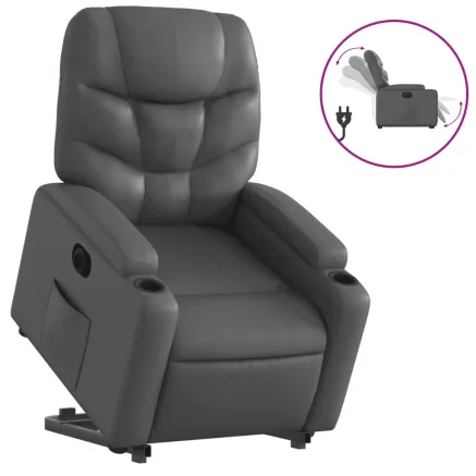 Fauteuil inclinable électrique gris similicuir 2