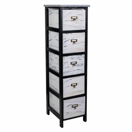 Cassettiera Alexandra House Living Bianco Nero Legno di paulownia 32 x