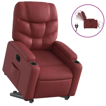 Fauteuil inclinable électrique rouge bordeaux similicuir 2