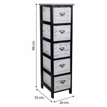 Cajonera Alexandra House Living Blanco Negro Madera de Paulonia 32 x 9 2