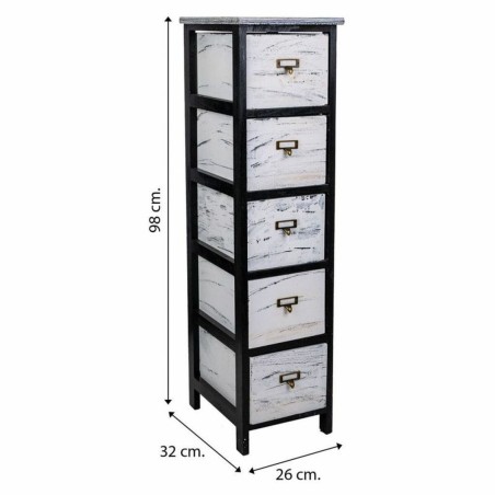 Cassettiera Alexandra House Living Bianco Nero Legno di paulownia 32 x