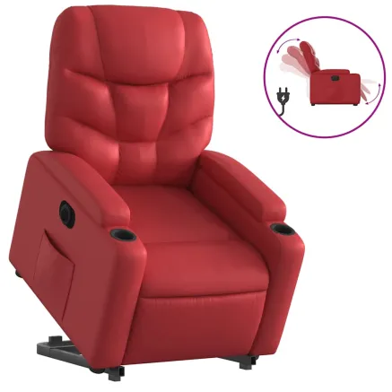 Fauteuil inclinable électrique rouge similicuir 2