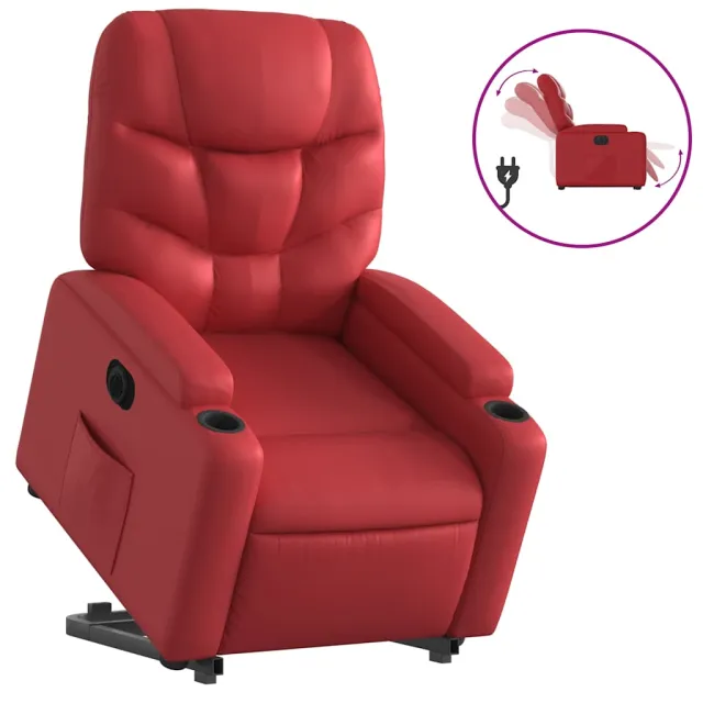 Fauteuil inclinable électrique rouge similicuir