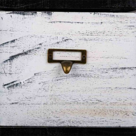 Cassettiera Alexandra House Living Bianco Nero Legno di paulownia 32 x