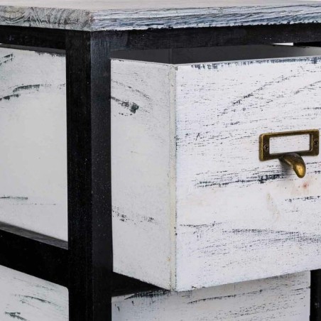 Cassettiera Alexandra House Living Bianco Nero Legno di paulownia 32 x