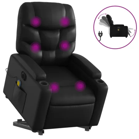 Fauteuil inclinable de massage électrique noir similicuir