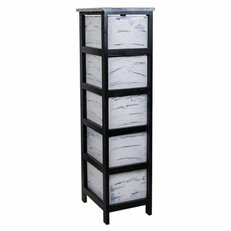 Cassettiera Alexandra House Living Bianco Nero Legno di paulownia 32 x
