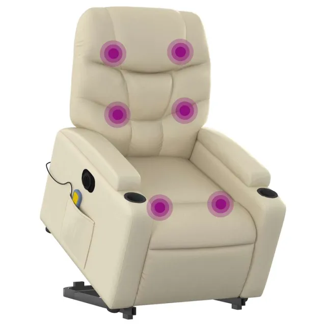 Fauteuil inclinable de massage électrique crème similicuir
