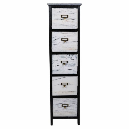 Cassettiera Alexandra House Living Bianco Nero Legno di paulownia 32 x
