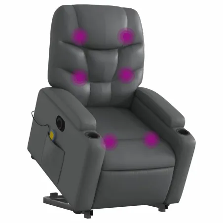 Fauteuil inclinable de massage électrique gris similicuir