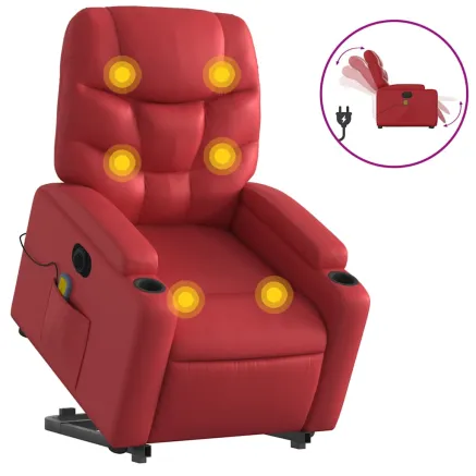 Fauteuil inclinable de massage électrique rouge similicuir 2