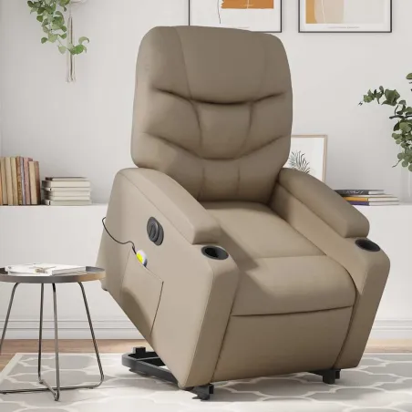 Fauteuil inclinable de massage électrique cappuccino similicuir