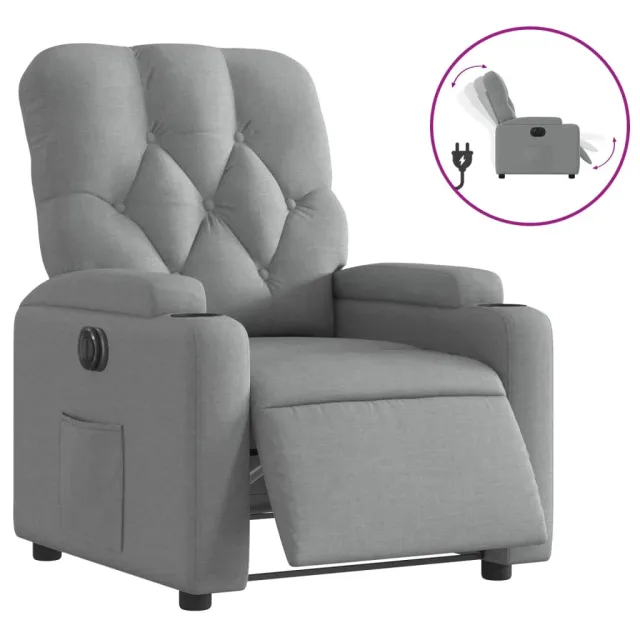Fauteuil inclinable électrique Gris clair Tissu