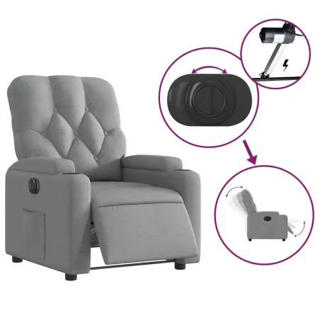 Fauteuil inclinable électrique Gris clair Tissu