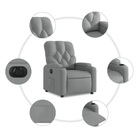 Fauteuil inclinable électrique Gris clair Tissu