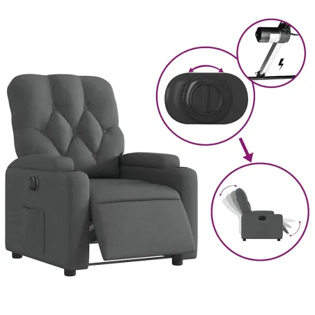 Fauteuil inclinable électrique Gris foncé Tissu