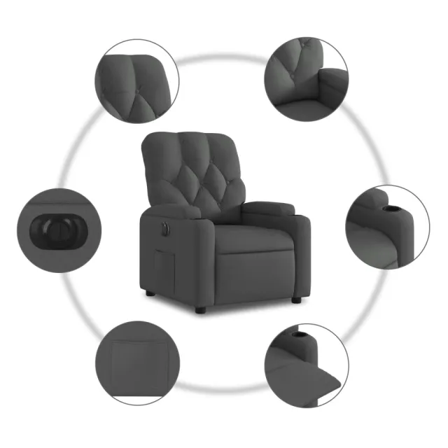 Fauteuil inclinable électrique Gris foncé Tissu