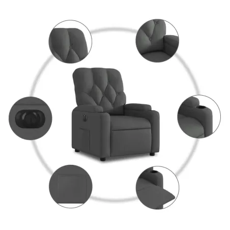 Fauteuil inclinable électrique Gris foncé Tissu