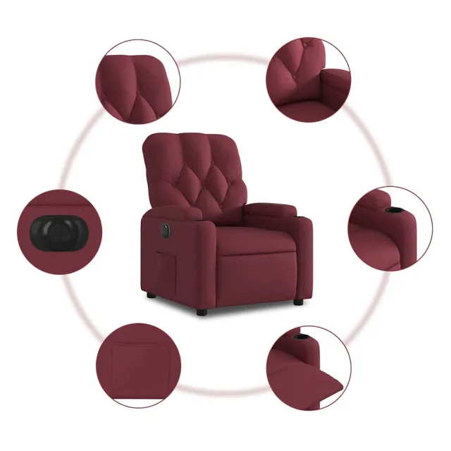Fauteuil inclinable électrique Rouge bordeaux Tissu