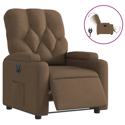 Fauteuil inclinable électrique Marron Tissu 2