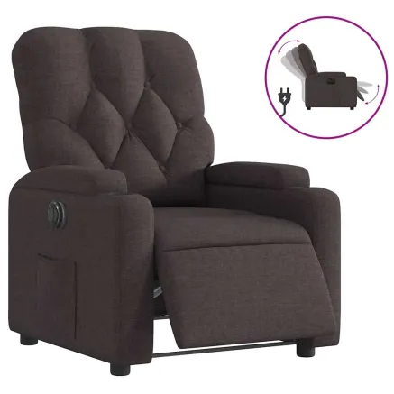 Fauteuil inclinable électrique Marron foncé Tissu 2