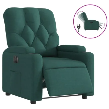 Fauteuil inclinable électrique Vert foncé Tissu 2