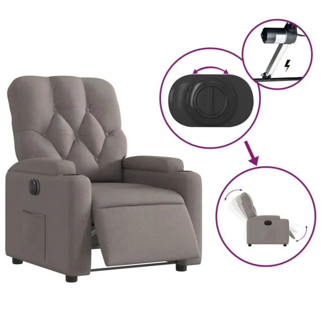 Fauteuil inclinable électrique Taupe Tissu