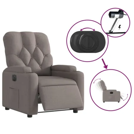 Fauteuil inclinable électrique Taupe Tissu