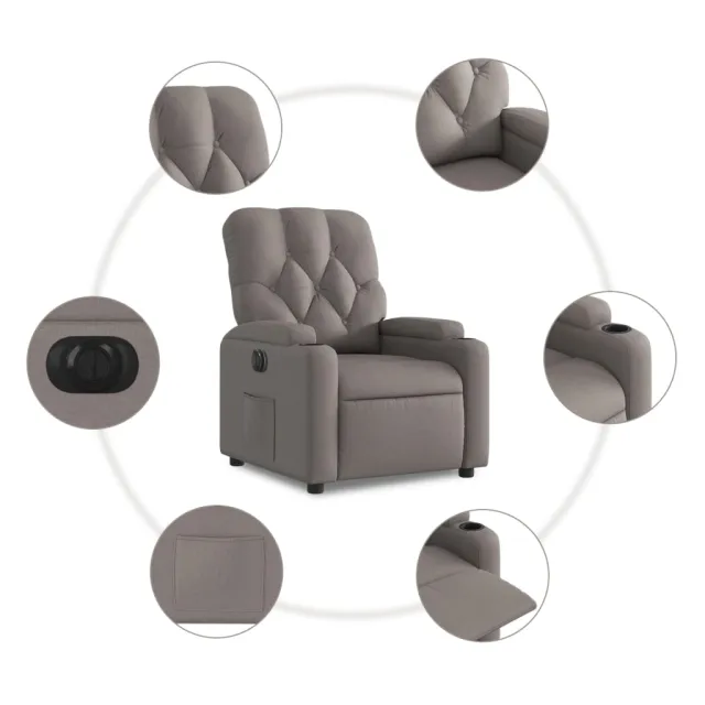 Fauteuil inclinable électrique Taupe Tissu