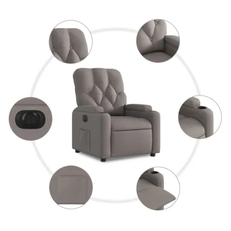 Fauteuil inclinable électrique Taupe Tissu