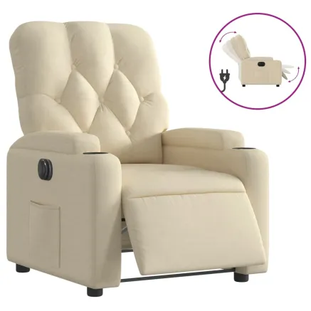 Fauteuil inclinable électrique Crème Tissu 2