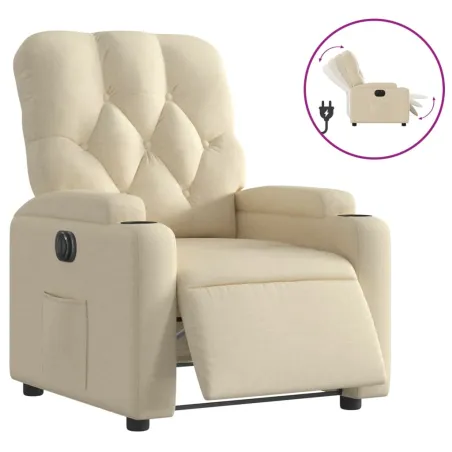 Fauteuil inclinable électrique Crème Tissu
