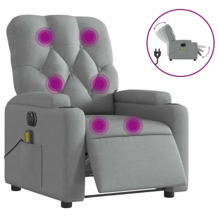 Fauteuil de massage inclinable électrique gris clair tissu 2