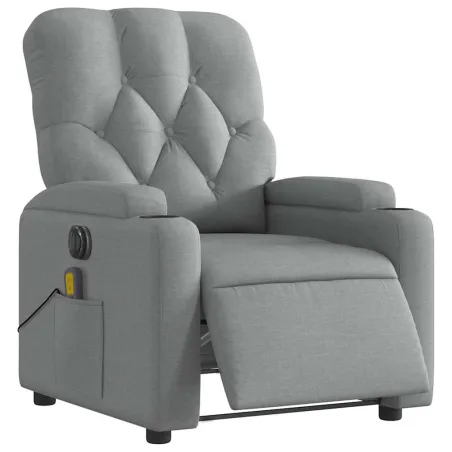 Fauteuil de massage inclinable électrique gris clair tissu